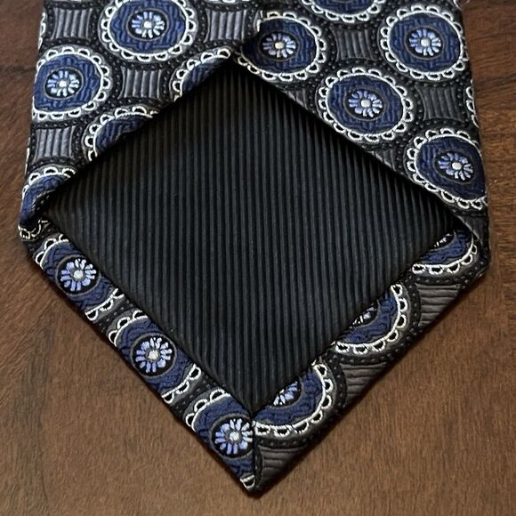 Vintage Culwell & Son Dallas Blue Gray Hand Made 100% Silk Made In USA - Picture 2 of 11